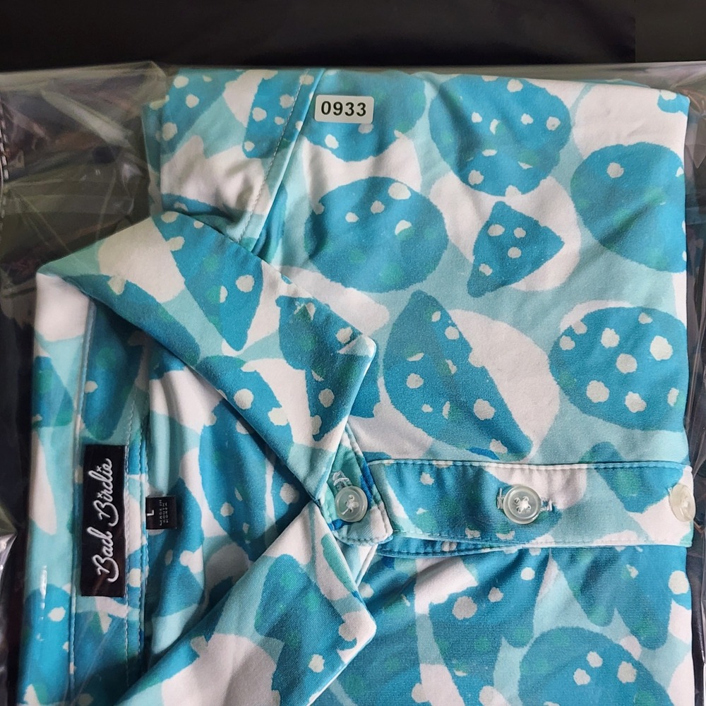 Bad Birdie Golf Polo Mens Large Teal Abstract Performance Stretch Excellent - Picture 10 of 10